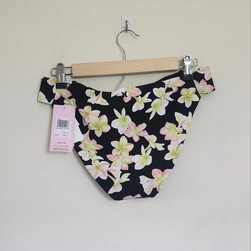 Hurley × Moore Aloha Max Plumeria Full Tab Side Bikini Bottom size Large